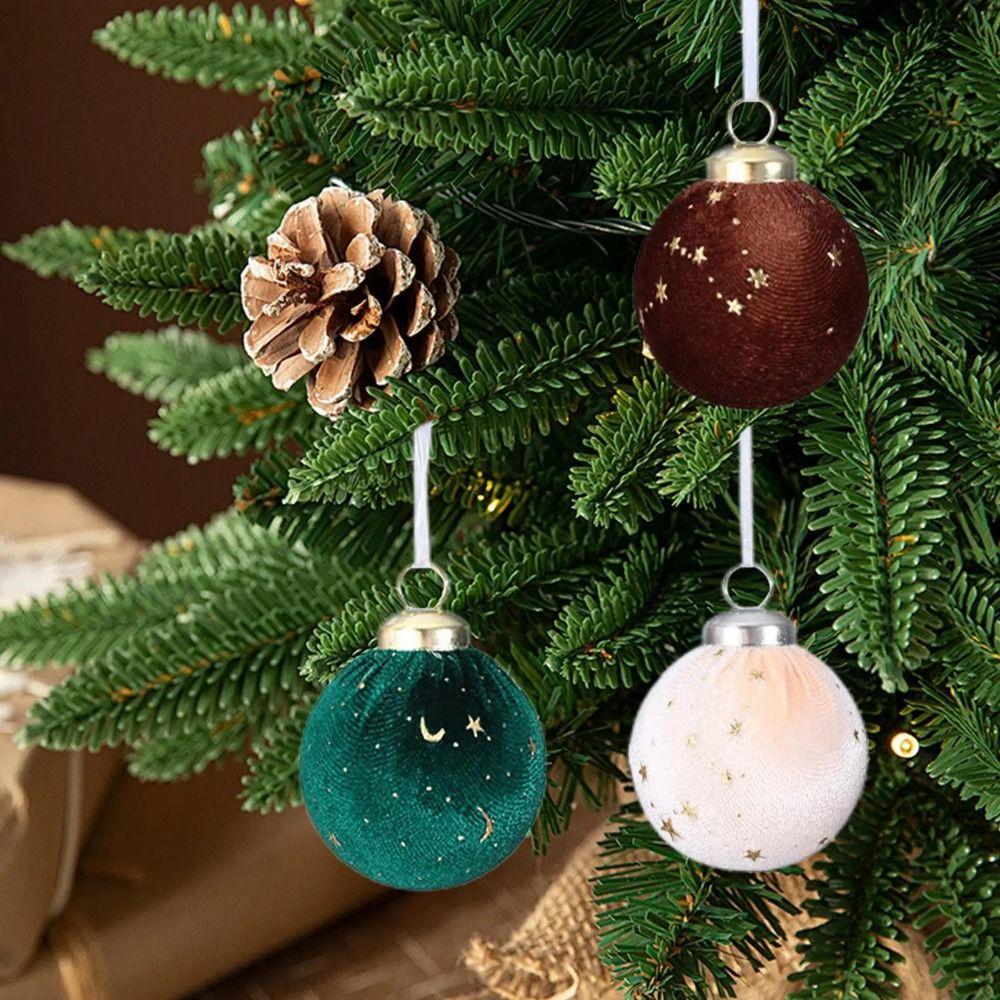 12Pcs/set Shiny Velvet Christmas Ball Ornaments 6cm Christmas Tree Decoration  Christmas Party
