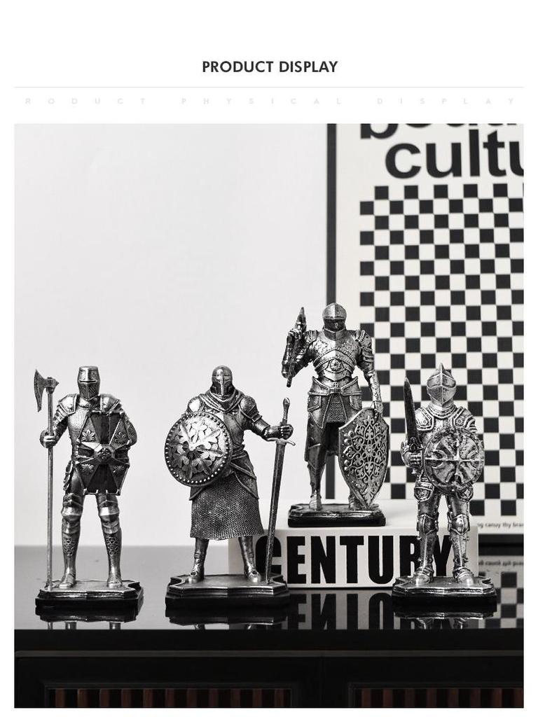 Nordic Retro Guard Knight Figurine: Resin Handicraft for Home or Office Decor