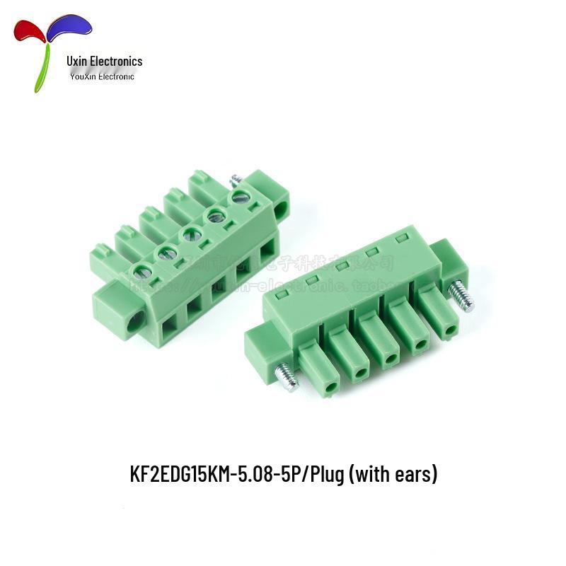 KF2EDG15KM Plug 5.08mm Terminal Block with Ear Positioning Hole, Options: 2/3/4/5/6/8 Pins