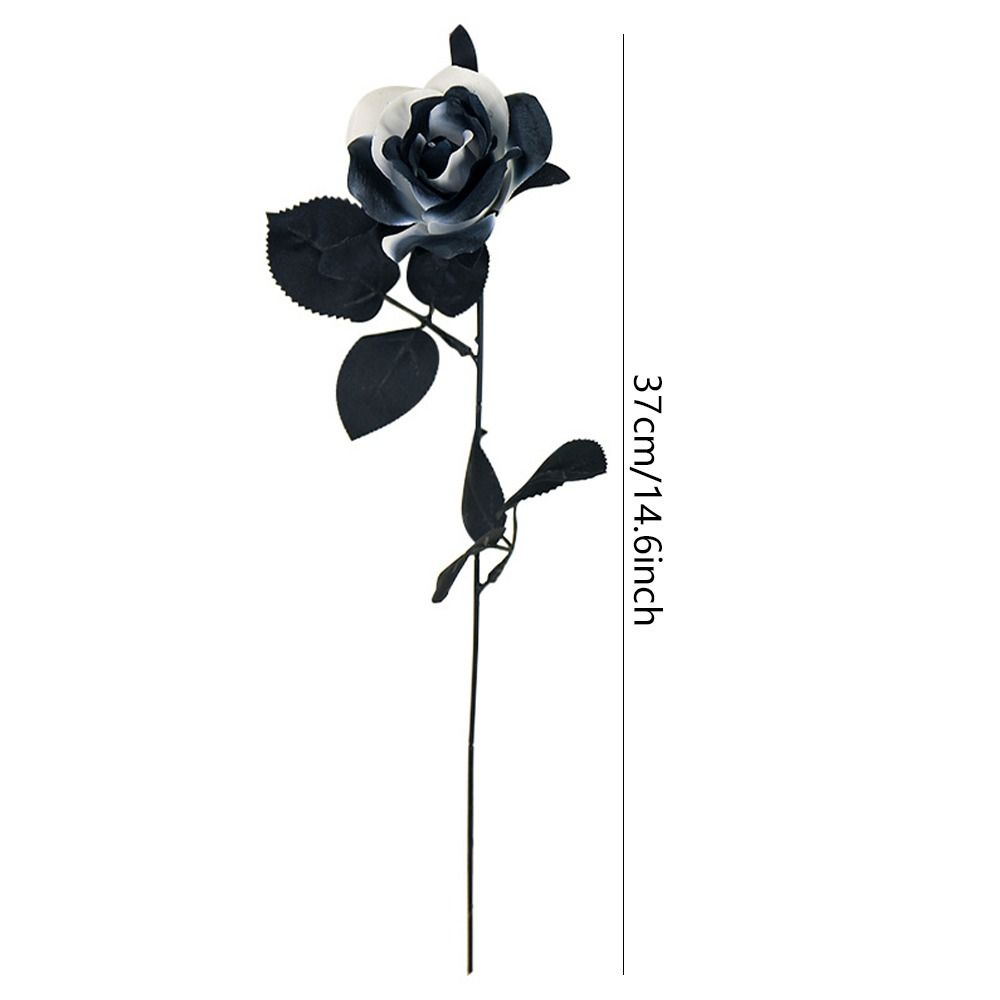 Black White Halloween Artificial Rose Flowers Gothic Simulation Flowers  Bridal Wedding Bouquet