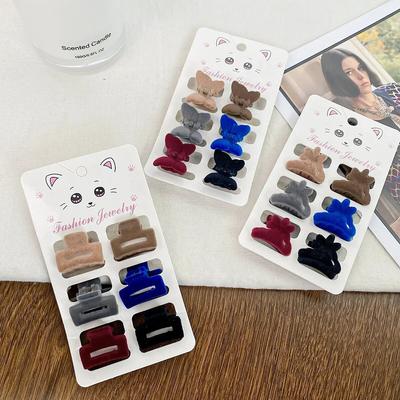 Juego de 6 mini pinzas flocadas con diseño de mariposa de peluche, estilo retro, para el pelo trenzado, con flequillo y pinza lateral, accesorios para el cabello.