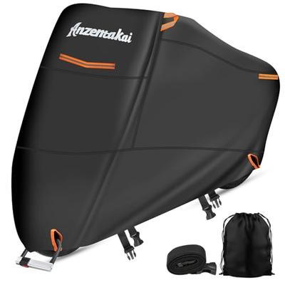 Anzentakai Motorcycle Cover, 500D Thick [2025 Improved Durability], Water Resistant (20,000mm), Moisture Resistant, Heat Resistant, Waterproof, Windpr