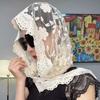 Fashion Embroidery Lace Hat Scarf Elegant 2 IN 1 Sun Protection Cap Thin Sweet Neckerchief for Women