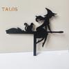1/3Pcs Halloween Door Frame Decoration Wooden Black Broom Witch Skeleton Pumpkin Silhouette Door Corner Sign Front Door Edge Topper Sitter Ornament