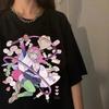 ZX Tee Printed Loose Tops Summer Black T-shirt Anime Cartoon T-shirt Female Demon Slayer Kanroji Mitsubishi Printed Clothes Fashion Y2K