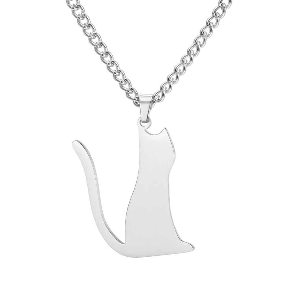 Fashion Minimalist Women Cat Pendant Necklace Delicate Collarbone Chain Elegant Small Jewelry Gift