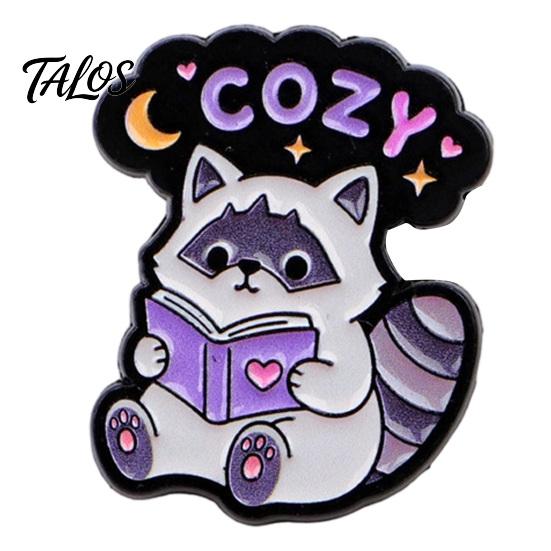 Cartoon Animal Lapel Pin Raccoon Brooch Pin, Decorative Enamel Badge, Alloy Scarves Pins for Jackets Backpacks Hats Bags Metal