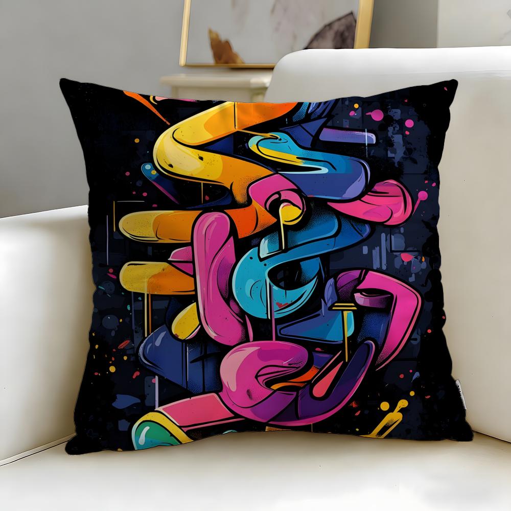 Federa Cuscino con Texture Graffiti da Strada Morbida e Facile da Lavare – Versatile Per Divano, Letto, Viaggio E Ufficio