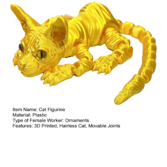 3D-gedruckte haarlose Katzenfigur bewegliche Gelenke Sphynx Katzenfigur Gelenktier