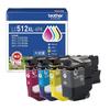 [Brother Genuine] LC512XL-4PK Ink Cartridge 4-Color Pack: Black, Cyan, Magenta, Yellow (High Capacity) Compatible Models: MFC-J7110CDW, MFC-J7210CDW,
