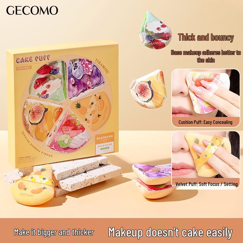 GECOMO Набор пуховок для тирамису двойного назначения: Мягкая бархатистая губка для нанесения макияжа, подходит для влажного и сухого использования, обеспечивает стойкость.