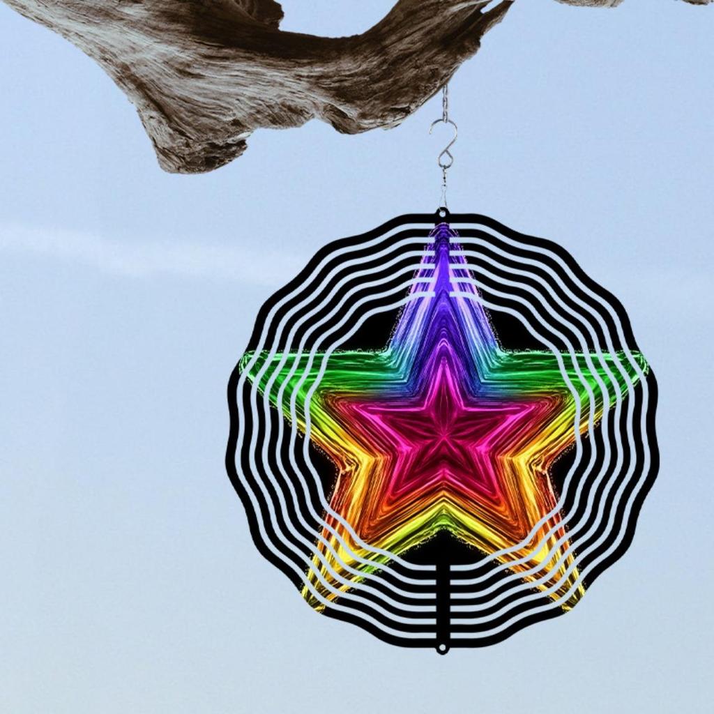 Colorful 3D Metal Star Wind Spinner Kinetic Art Hanging Decor for Indoor Outdoor Garden Patio Yard No Power Needed Unique Gift Idea