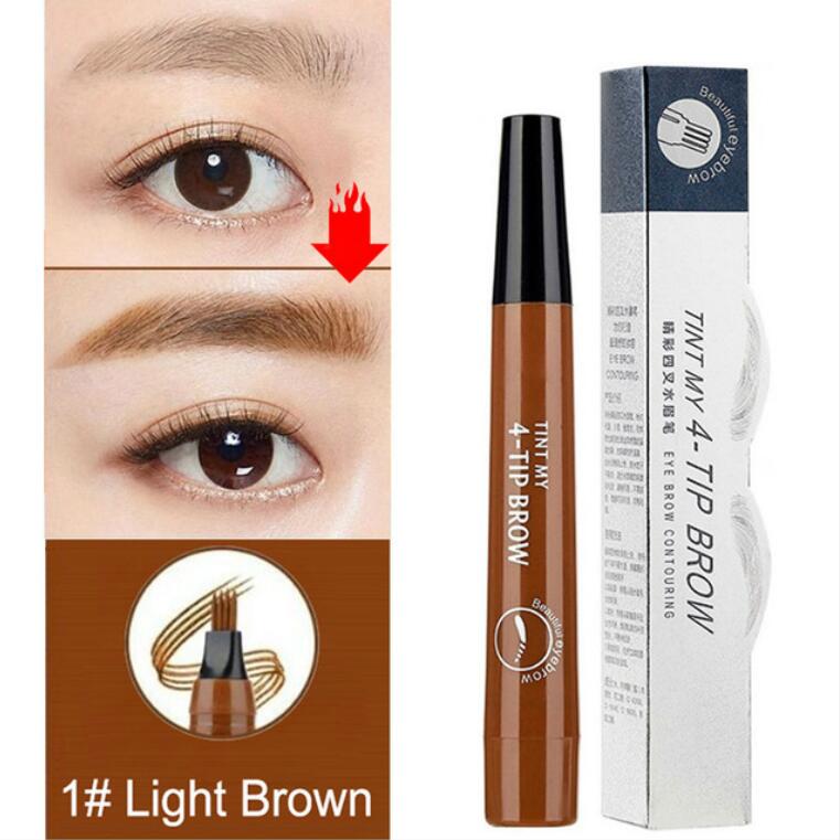 Eyebrow Pen Waterproof Fork Tip 4Head Eyebrow Tattoo Pencil Long Lasting Liquid Eye Brow Pencil