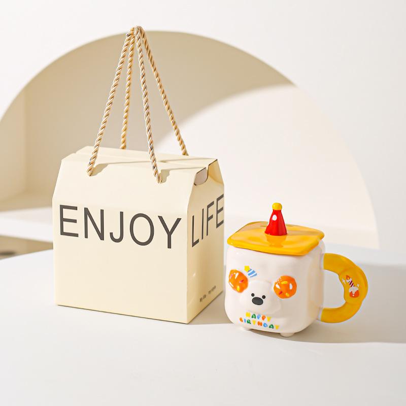Cute Cartoon Cute Pet Animal Mug Souvenir Birthday Party Cute Ceramic Cup Household Milk Breakfast Cup