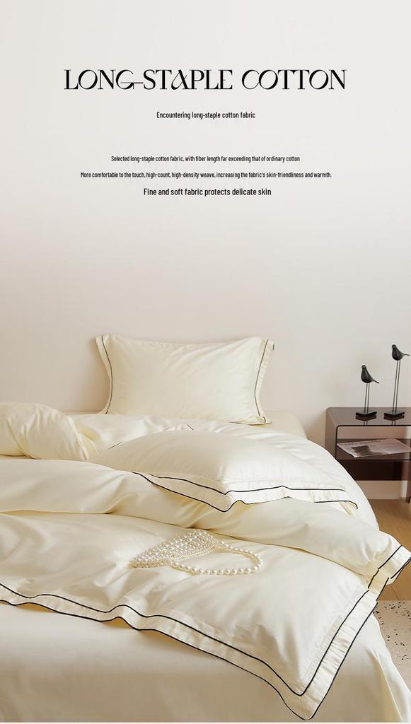 100-Piece Luxury Cotton Satin Bedding Set – Solid Color Duvet Cover with Xinjiang Long-Staple Cotton Sheets.