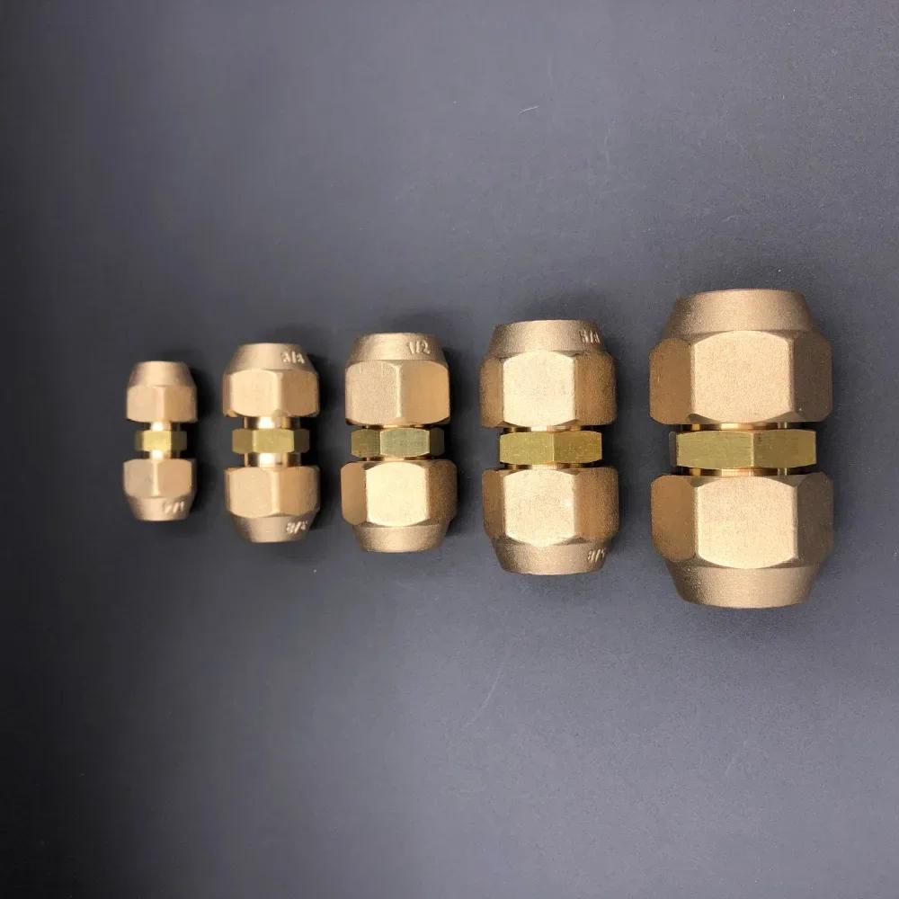 Riduttore Uguale Tubo con Raccordo a Svaso OD 1/4" 5/16" 3/8" 1/2" 5/8" 3/4" 7/8" Connettore Raccordo Tubo in Ottone Standard SAE Condizionatore d'Aria