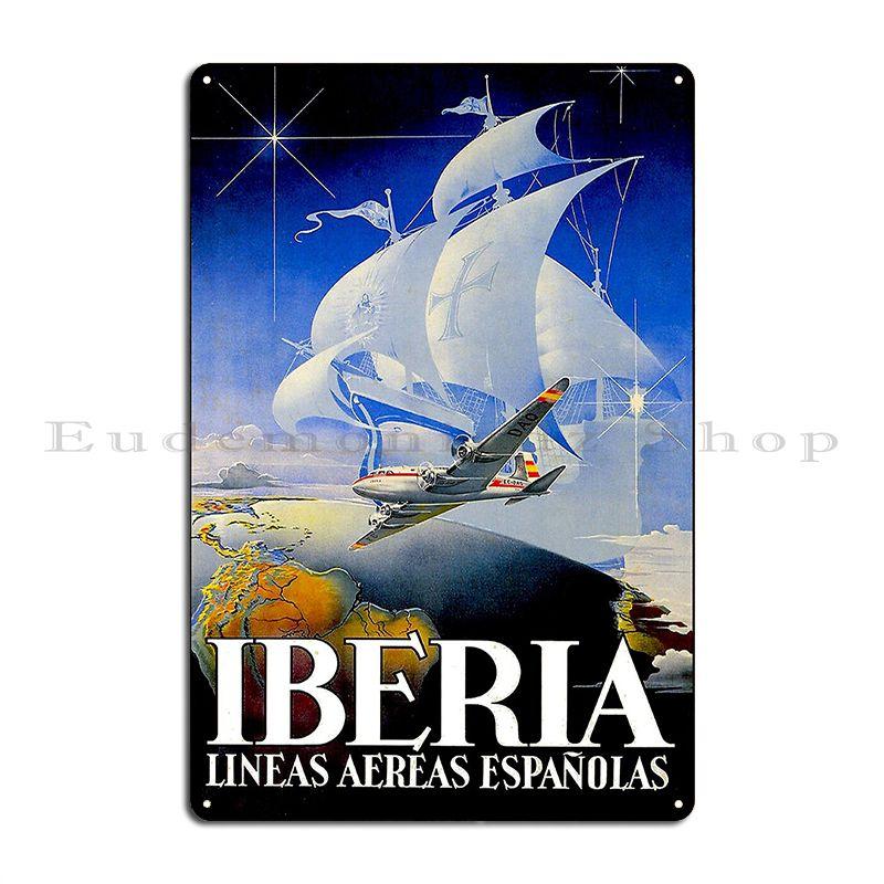 

Авіакомпанія Iberia Вінтажні Рекламний Друк Подорожей Металеві Знаки Клуб Дім Класичний Вінтаж Створіть Бляшаний Знак Постер 20x30cm（7.8x11.8inch）