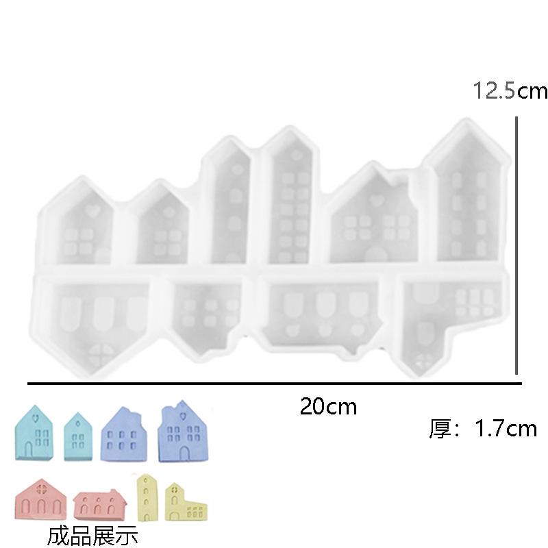 3D Nordic Style Small House Silicone Mold 10-hole House Candle Molds Mini Houses Plaster Concrete Cement Mould Soap Molds