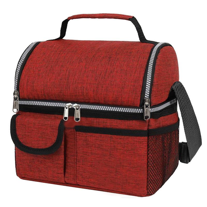 Double Deck Lunch Bag Outdoor Camping Hiking Food Thermal Pouch Child Picnic Drink Snack Keep Fresh Storage Package Bags Handbag