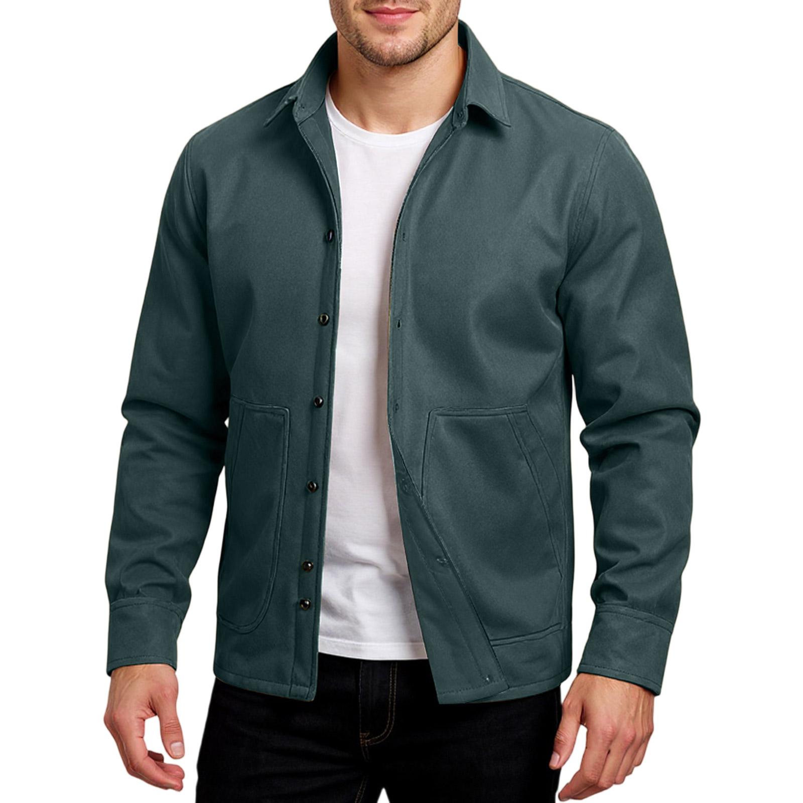 

Men S Shirt Paired With Casual Sports Warm Shirt And Double Pocket Jacket M