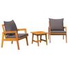 Bistro Set with Cushions 3 Pcs Brown Solid Acacia Wood