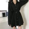 Women's Hepburn-Style Slimming Black Dress - Long-Sleeve Temperate Design for Autumn 2025