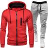2026 Autumn/Winter Men's Hooded Sportswear Set - Long Sleeve Sweatshirt and Sweatpants with Zipper.