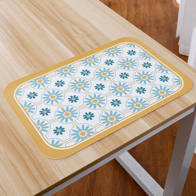 Retro Grid Luxury Leather Placemat Home Kitchen Decoration Romantic Western Food Mat Heat Insulation Home Bowl Cup Mat
