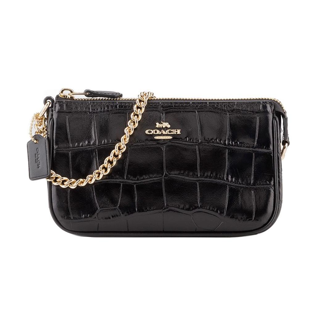 Coach Pochette 19 Pelle Coccodrillo Stampata Borsa a Mano Donna Clutch Nera 87857-IMBLK