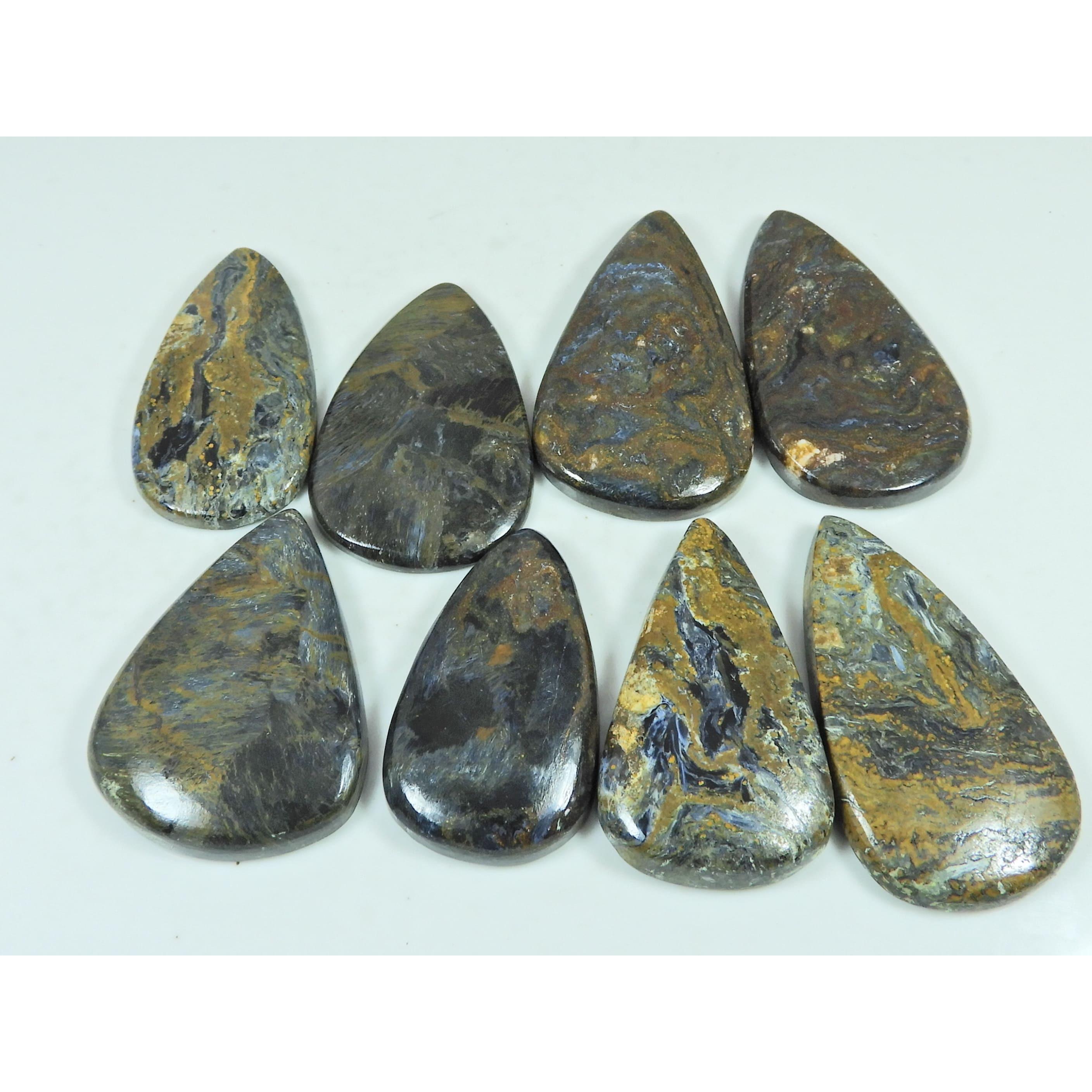 370Cts. Natural Pietersite Pear Shape Cabochon Loose Gemstone 08Pcs Lot C-2895