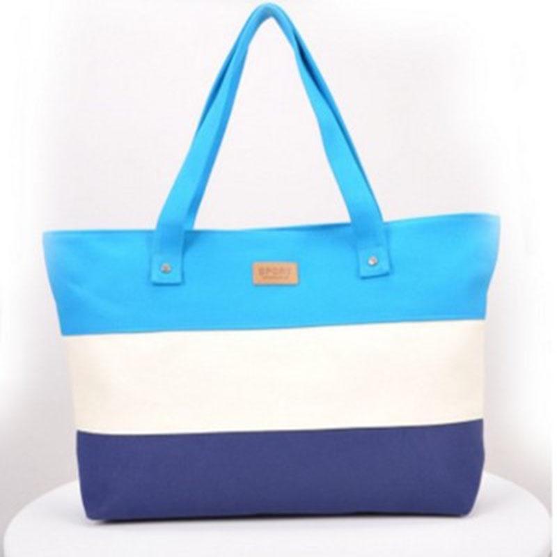 Women Stripe Canvas Handbag Summer Beach Shoulder Bags Messenger Tote Hand Bag