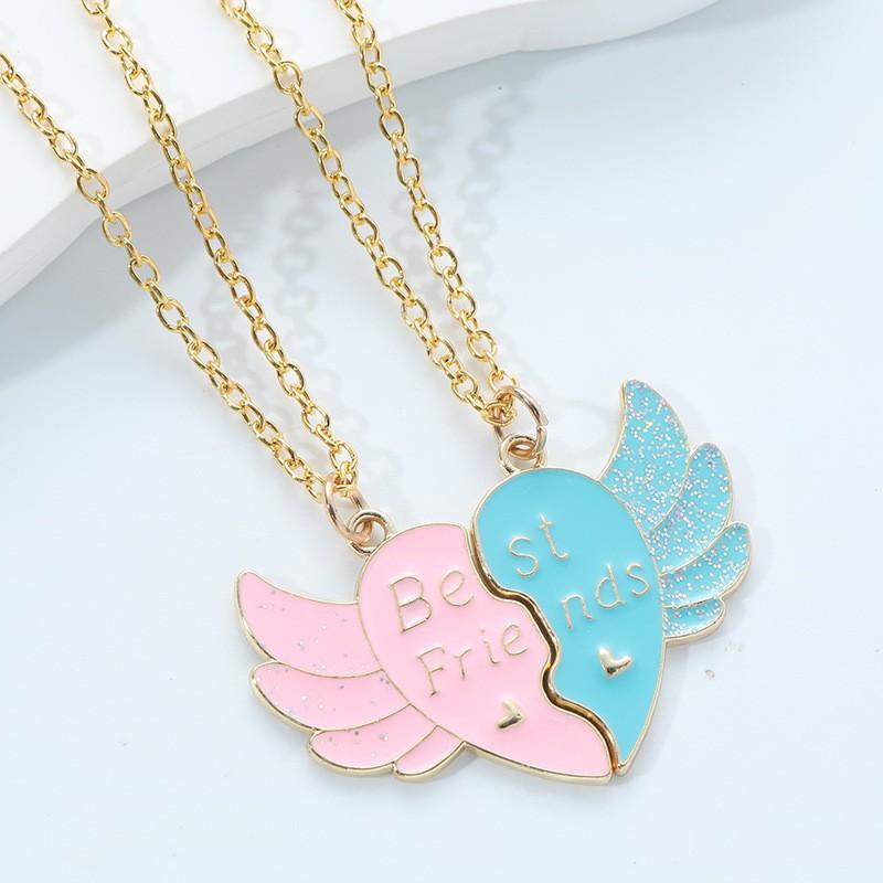 Cross-border New Letters Best Friends Love Stitching Girlfriends Necklace Wing Pendant