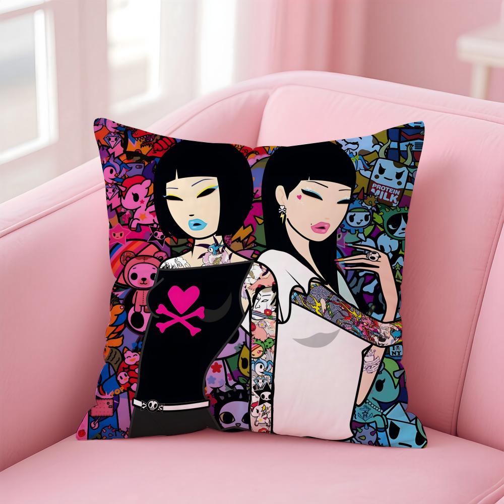 T-Tokidoki Cushion Cover Home & Car Multi-Scene Pillow Cover - Reversible, Soft & Durable for Daily Use