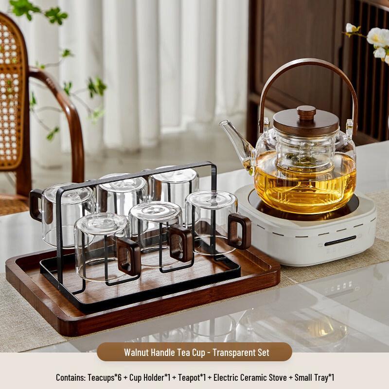 ZISIZ Chinese Style Heat-Resistant Glass Teacup with Crystal Infuser