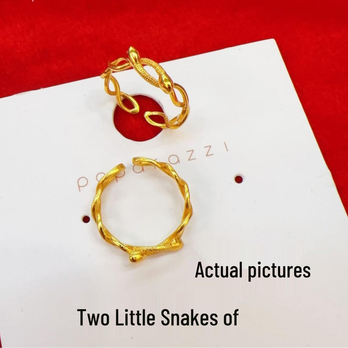 Vietnamese Gold Double Snake Ring - Simple Zodiac Open Design for Snake Year