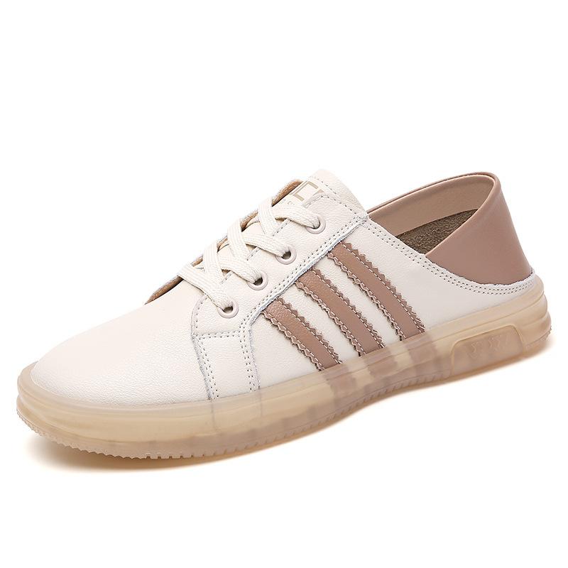 

Белые туфли из коровьей кожи для женщин Новые весенне-летние универсальные модные одинарные туфли в корейском стиле на плоской подошве повседневные туфли 35