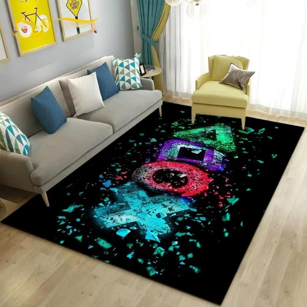 Cartoon Gamer Game Controller Carpet Men's Cave Game Room Accessories Floor Mat Living Room Sofa Decor Rug Bedside Nonslip Rugs