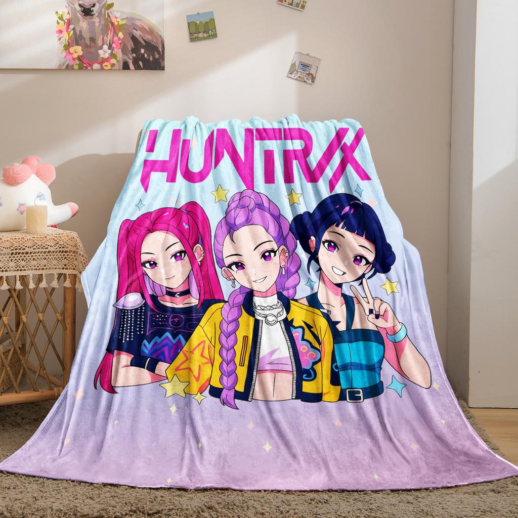 K-Pop Demon Hunters Huntrix Blankets Soft Fluffy Cartoon Blanket Air Conditioning Sofa Nap Blanket Adults and Kids Holiday Gifts