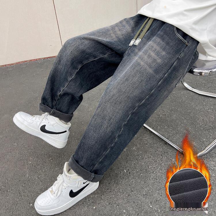 Boys' Plush Lined Jeans - 2025 Autumn/Winter Casual Fashion for Middle and Older Children