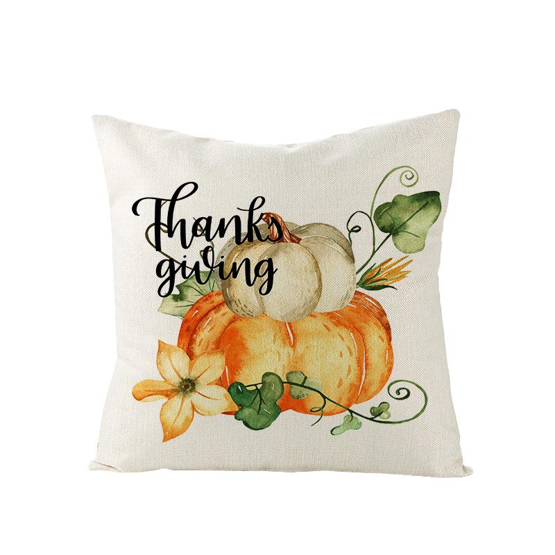 Home Thanksgiving Pillow Cover New Autumn Pumpkin Polyester Printed Cushion Cushion Cover