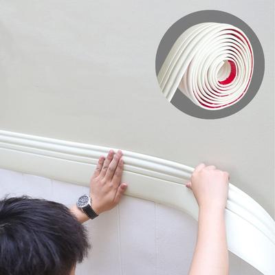 DIY 1M/Roll Baseboard Molding Trim Self Adhesive Thickened Molding Trim Flexible Anti-collision Wall Sticker Living Room
