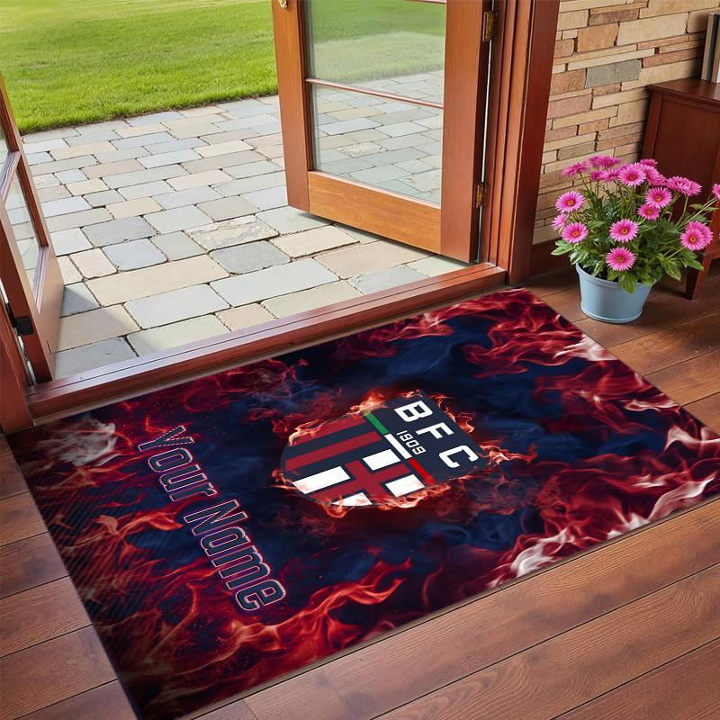 Crystal Velvet Rug Custom Name Text, Soft Non Slip Floor Mat Home DecorBologna FC