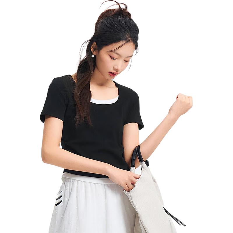 

Semir Women s Short Sleeve U-Neck Crop Top L