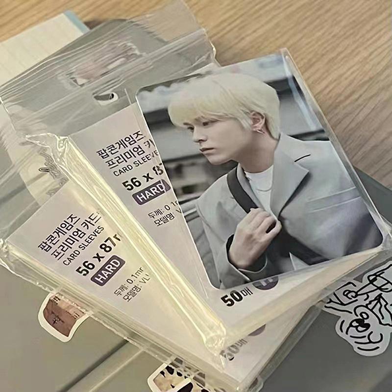 50Pcs Original Korea Card Sleeves Clear Acid Free Cpp Hard 3 Inch Photocard Holographic Protector Film Album Binder
