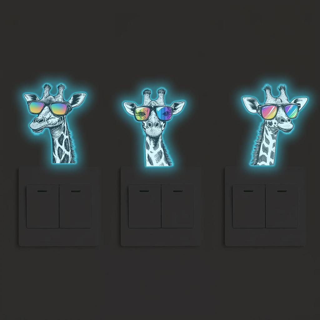 Blue Light Night Light Creative Sunglasses Giraffe Switch Sticker Personalized Switch Socket Decorative Sticker