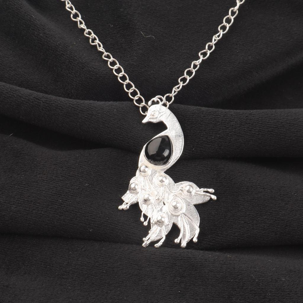 Black Tourmaline Gemstone 925 Sterling Silver Jewelry Pendant 2" Gift For Bride CP-21-20