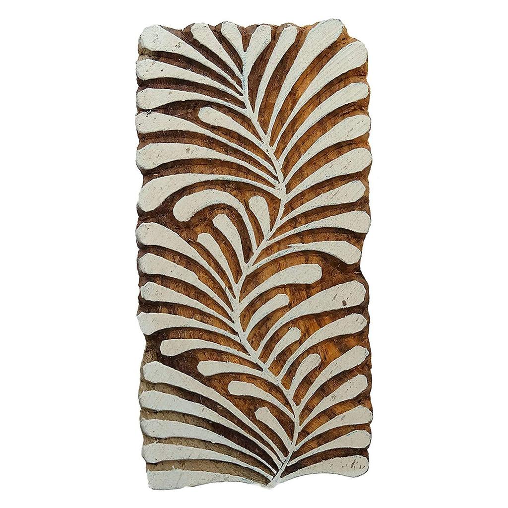 Handcarved Printing Block Wooden Texile Stamp Leaf Brown Stamp Blockprint