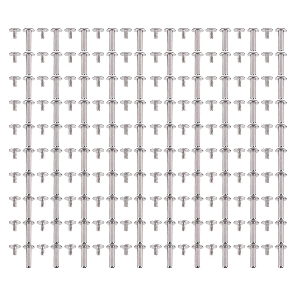 100 Sets Screw Rivet M2 Round Flat Head Stainless Steel Leather Rivets Binding Screws for Crafts