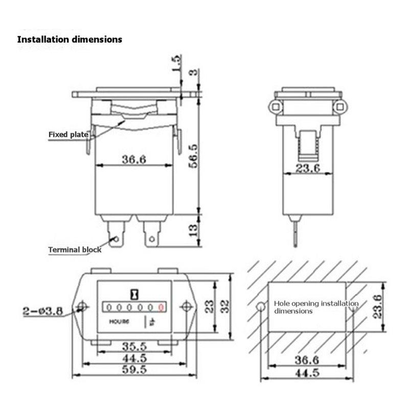 AT19-SYS-1 DC 10V-80V Hour Meter Rectangle Sealed For Engineering Vehicle Generator Meter
