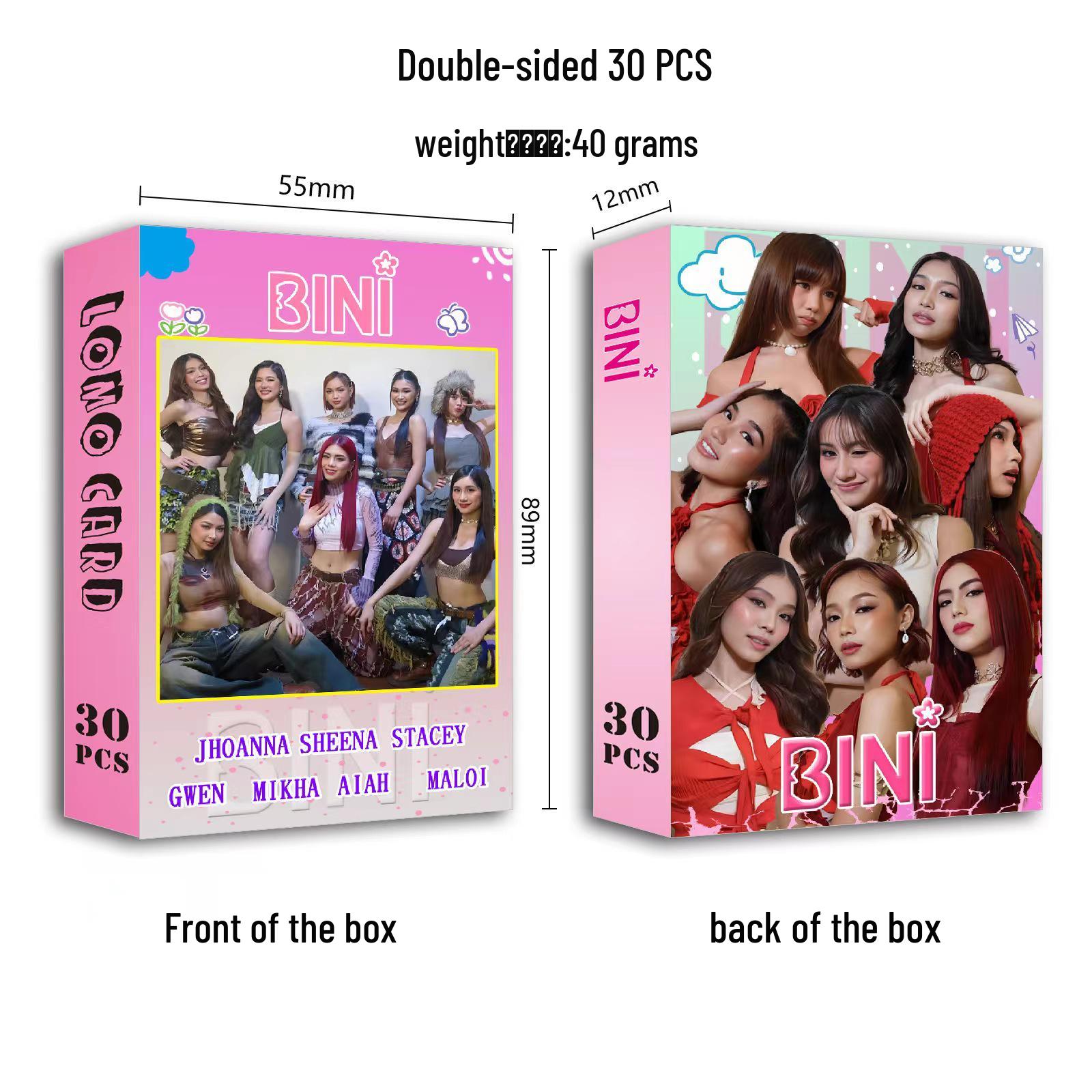 Philippines Girl Group BINI 30-Piece Double-Sided HD LOMO Photo Card Collection.